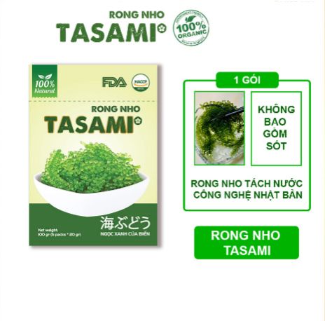 Hộp 175gram 5 gói rong nho tách nước tasami công nghệ tách nước tiêu chuẩn nhật bản