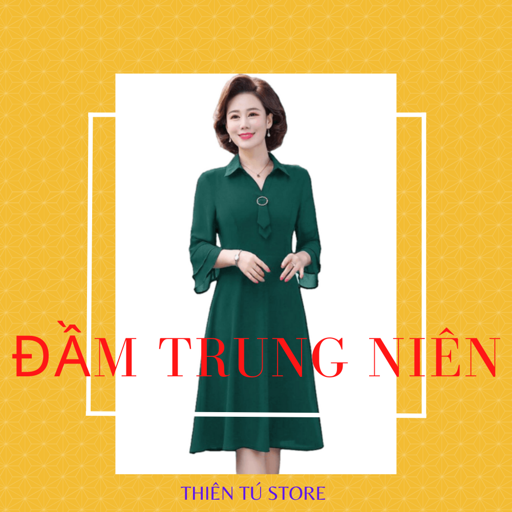 Đầm trung niên . đầm dự tiệc , đầm cổ sơ mi cao cấp sang trọng ...