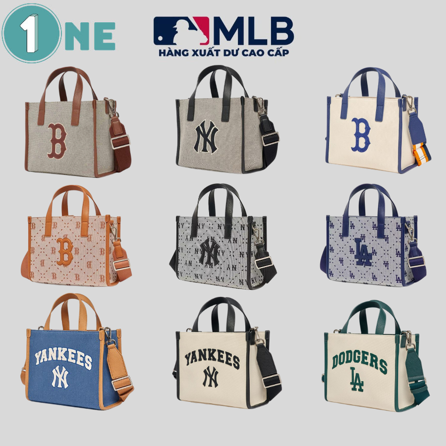 Túi xách mlb ny basic big logo canvas bucket bag full tag mac