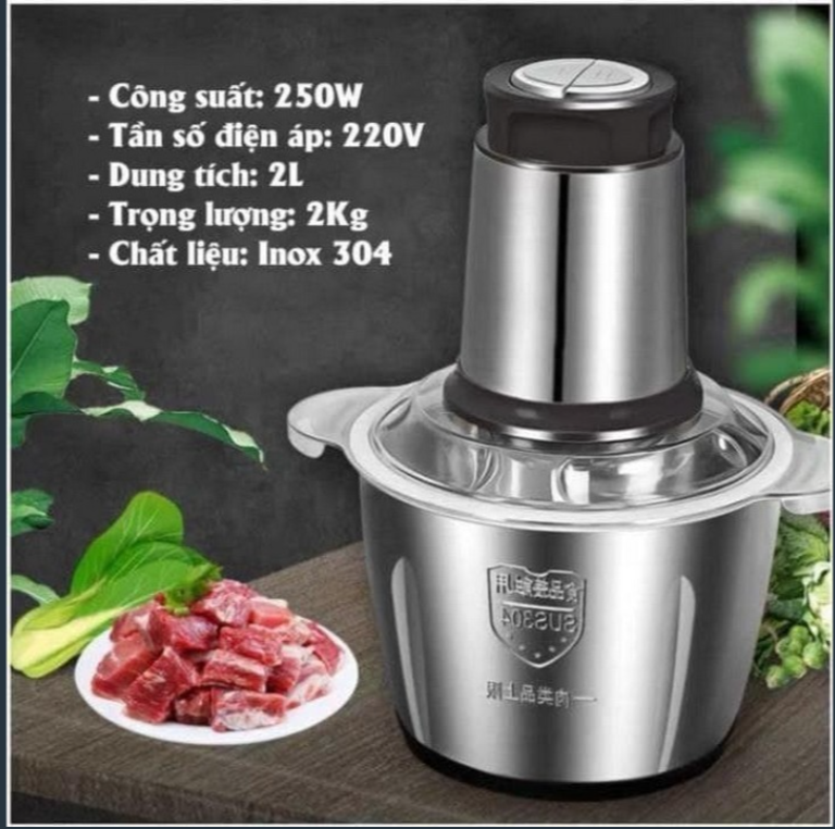 Máy xay thịt cối inox 2 lưỡi dao kép - Máy xay thịt cối inox 2 lưỡi dao kép