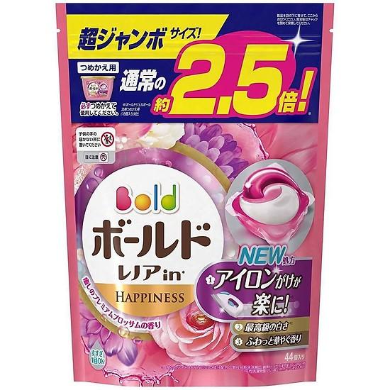 Viên giặt xả gel bold 2019 happiness p&g - túi 44 viên refill