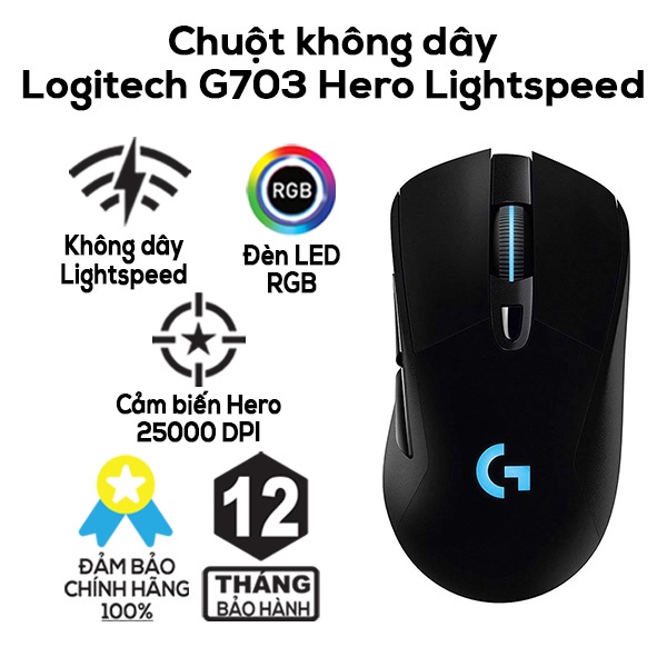 Chuột chơi game không dây lightspeed g703 pin sạc-chuột game không dây lightspeed rgb logitech g703 hero-pin sạc,chuột chơi game không dây logitech g703 hero thế hệ mới ... .hàng cao cấp .