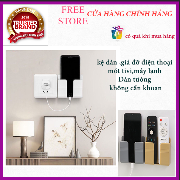 Kệ Dán Tường Để Remote, Đồ Dùng/ Giá Đỡ Sạc Điện Thoại Dán Tường Không Cần Khoan Tiện Lợi / GIÁ ĐT