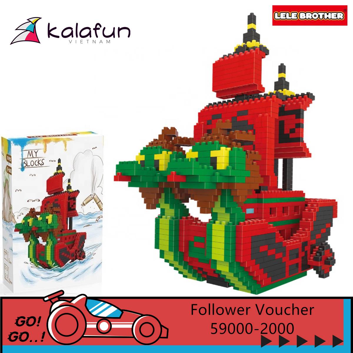 Đồ chơi xếp hình, lắp ráp Anime One Piece Tàu Rồng Lele Brother 6281
