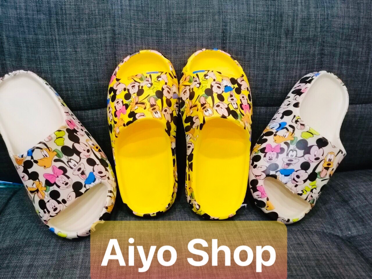 ( VIDEO) [FREE SHIP MAX]  Dép nữ chuột Mickey  hình to hoặc nhỏ Dép quai ngang cao cấp l dép nữ quai ngang l dép nữ Yeezy mẫu mới nhất