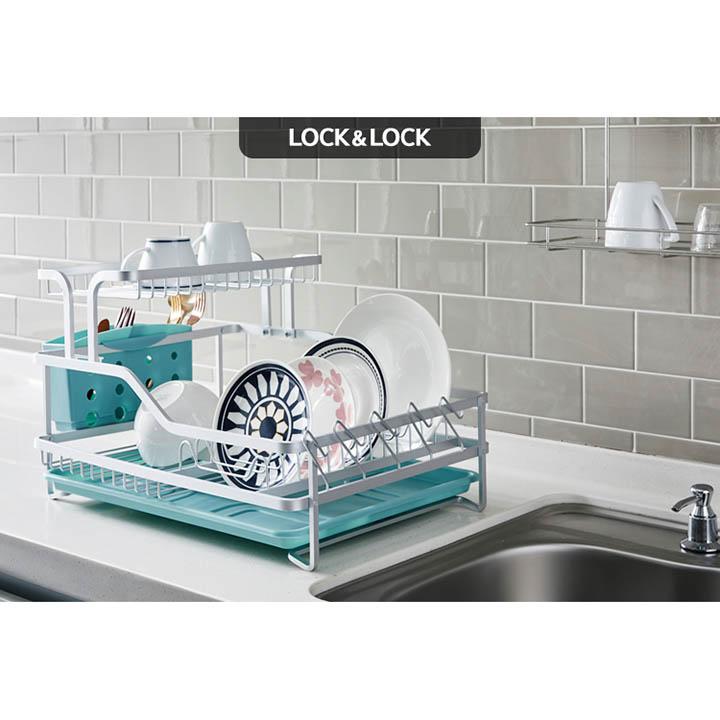 Kệ bát đĩa 2 tầng Lock&Lock bằng nhôm Tier Aluminum Dish Rack LDR204