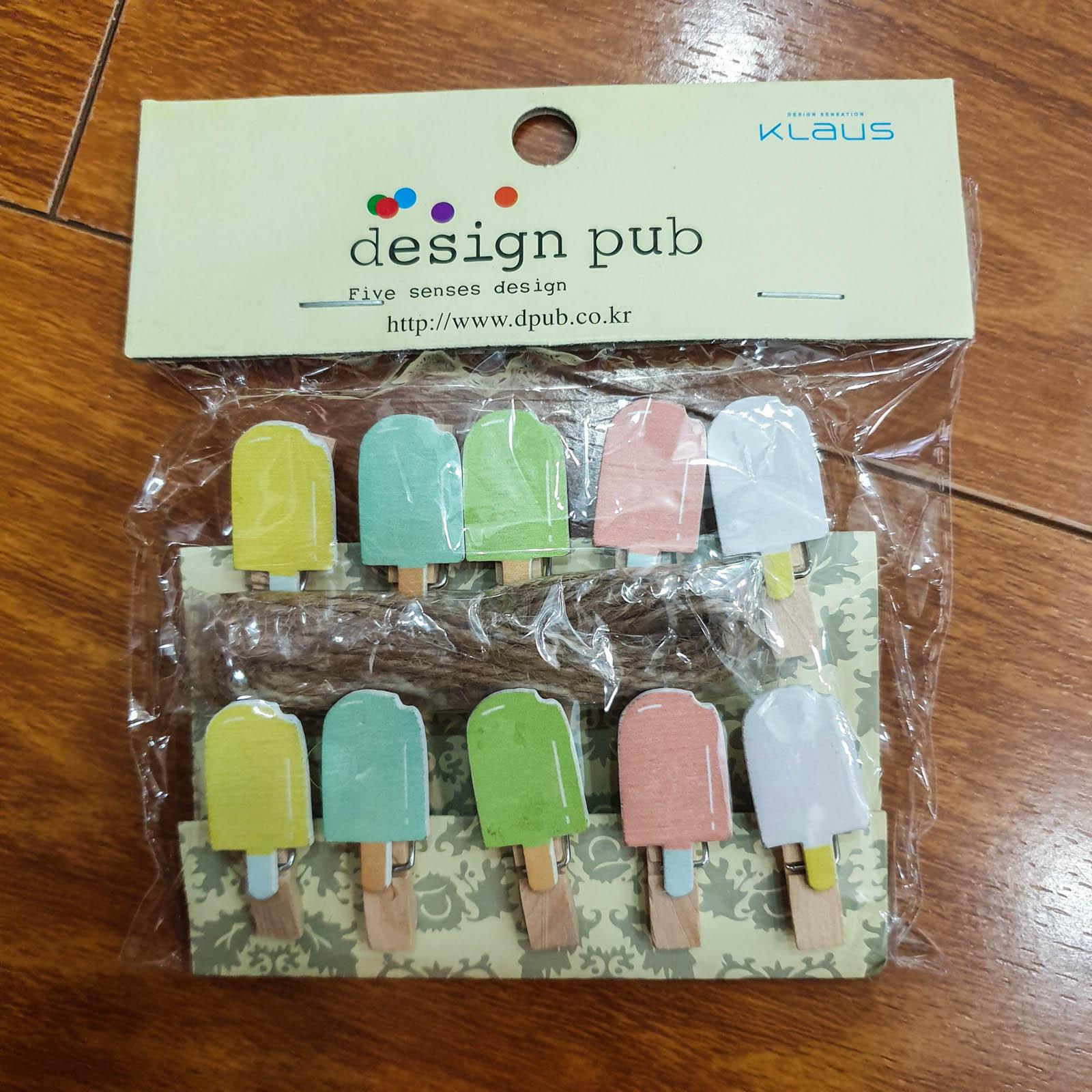 Bộ 10 kẹp gỗ hình QUE KEM đủ màu siêu cute (tặng dây thừng) để kẹp ảnh, trang trí nhà cửa, trang trí tường