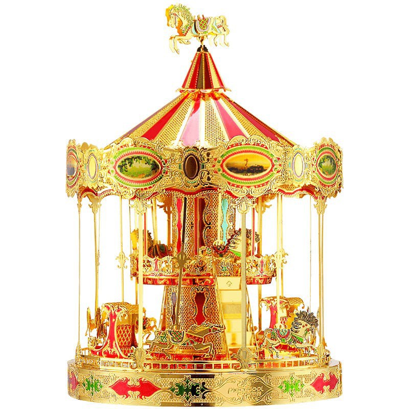 Mô hình lắp ráp kim loại Vòng xoay ngựa gỗ Piececool P082-GRN kim đồ chơi xếp hình lắp ráp mô hình gỗ giường trẻ em vòng võng xếp mô hình mô hình lắp ráp 3d gỗ hình mô hình kim loại vòng gỗ đồ chơi xêp hình mideer jigsaw puzzle