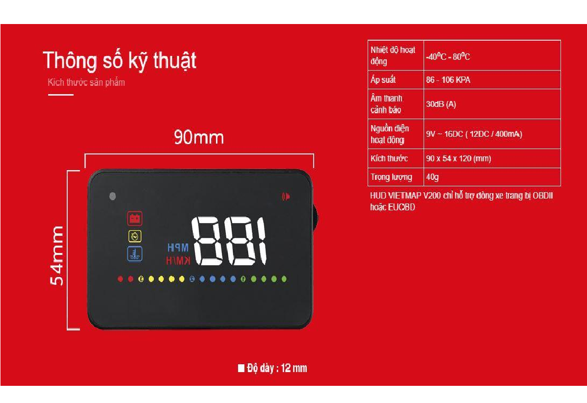 [HCM]Bộ HUD V200 (Màn hình hiển thị thông tin kính lái)