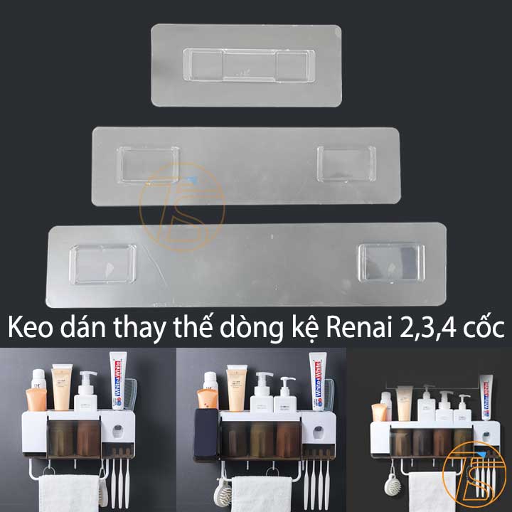Miếng dán kệ nhả kem 2 cốc - 3 cốc - 4 cốc dành cho kệ renai và Ecoco - Miếng keo dán kệ nhà tắm treo tường đa năng - Kệ để đồ dùng nhà tắm