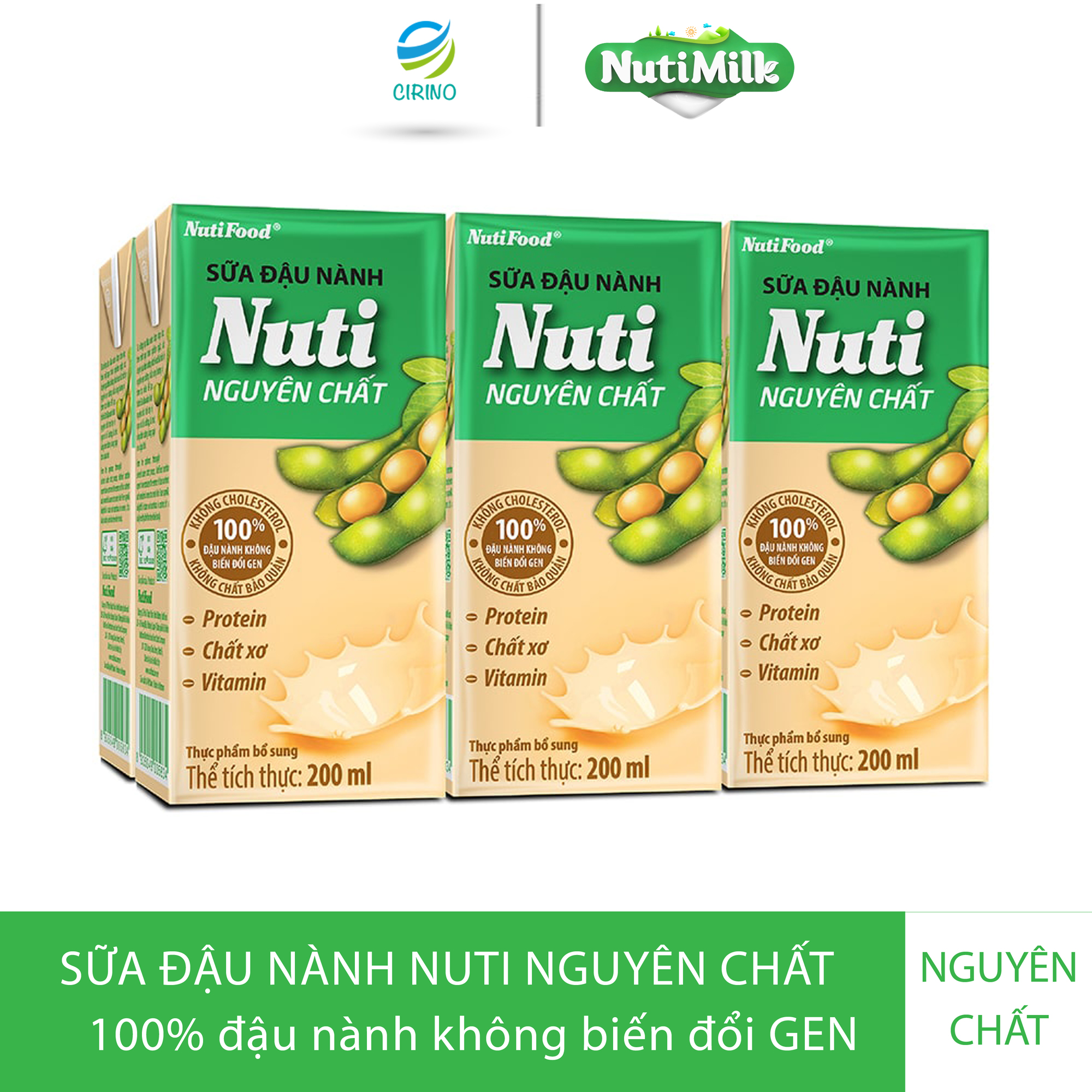 [MIỄN PHÍ SHIP ĐƠN HÀNG TỪ 49K] Lốc 06 Hộp Sữa đậu nành Nuti Nguyên Chất Hộp 200ml - Thương Hiệu NUTIFOOD -YOOSOO
