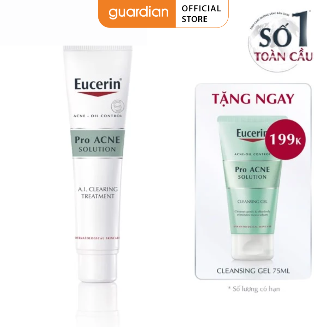 Combo Eucerin Pro Acne Gel Giảm Mụn Ai Treatment 40ml & Gel Rửa Mặt 75ml