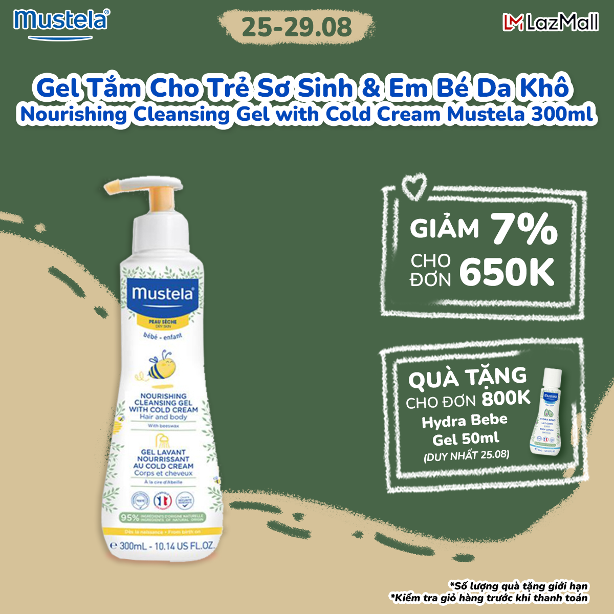 Sữa tắm gội cho bé da khô- Nourishing Cleansing Gel With Cold Cream 300ml