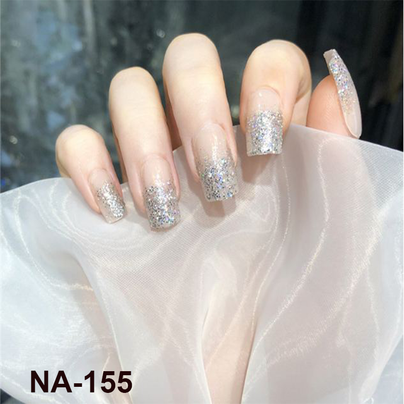 [Tặng keo+dũa] Bộ 24 móng tay giả dài đính đá gắn kim tuyến thiết kế cao cấp NA155