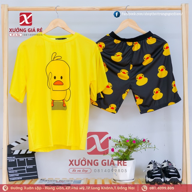 Set đùi cartoon mẫu vịt áo + quần siêu hot