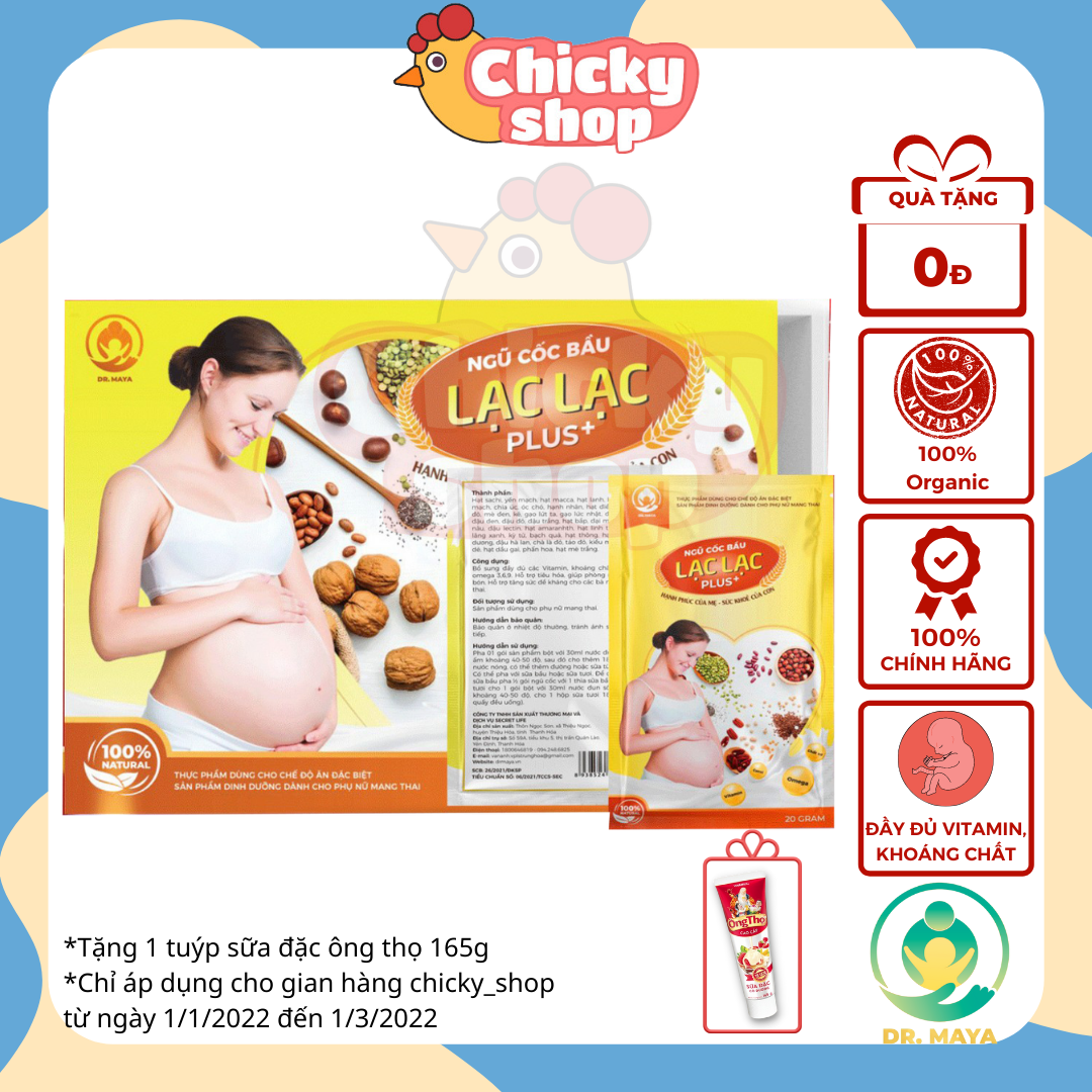 Ngũ cốc bầu Lạc Lạc Plus mẫu mới 36 loại hạt không đậu nành -thai tăng cân tốt vào con không vào mẹ (Hộp 30 gói)