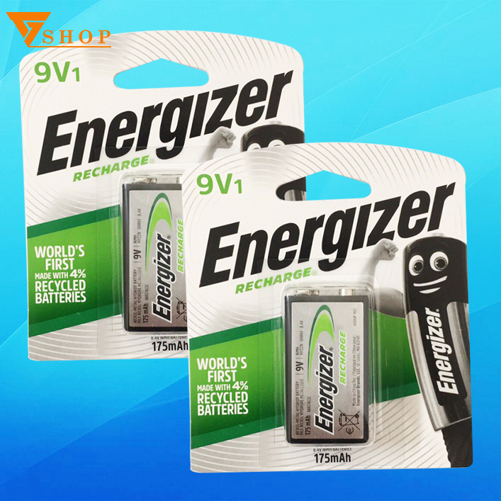 2 vỉ Pin sạc 9V 175mAh Energizer chính hãng