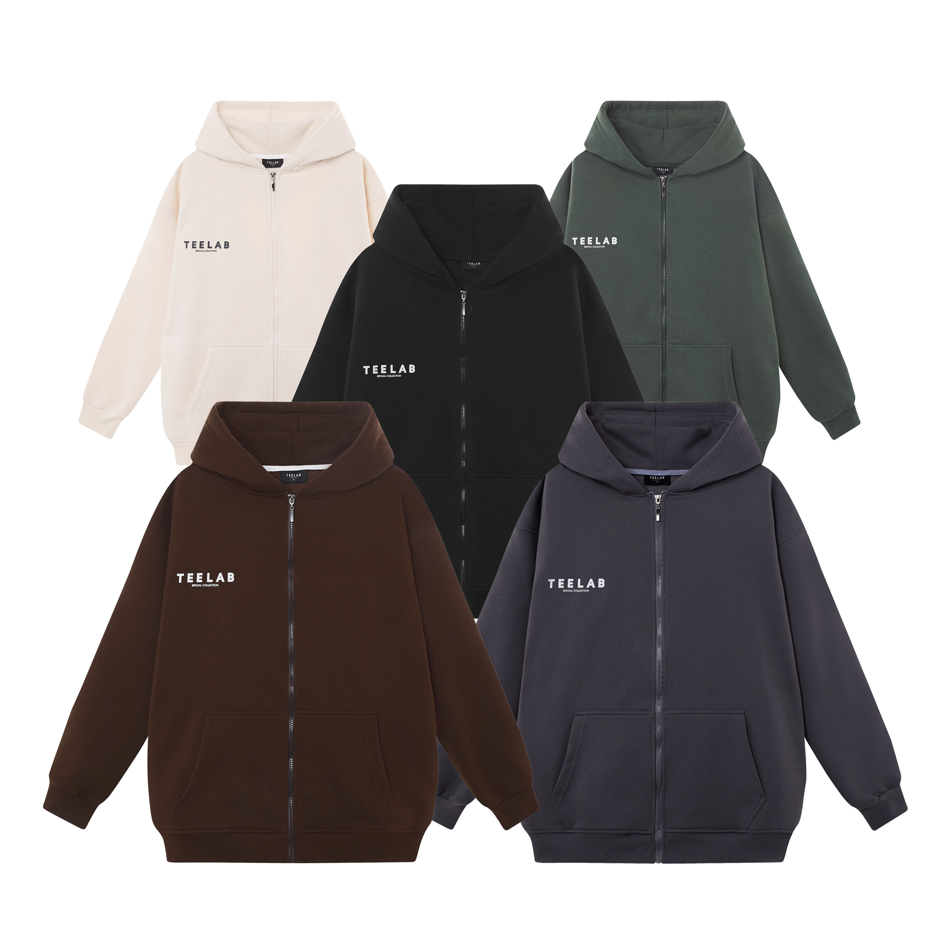 Áo hoodie zip teelab local brand unisex basic kéo khóa hd036
