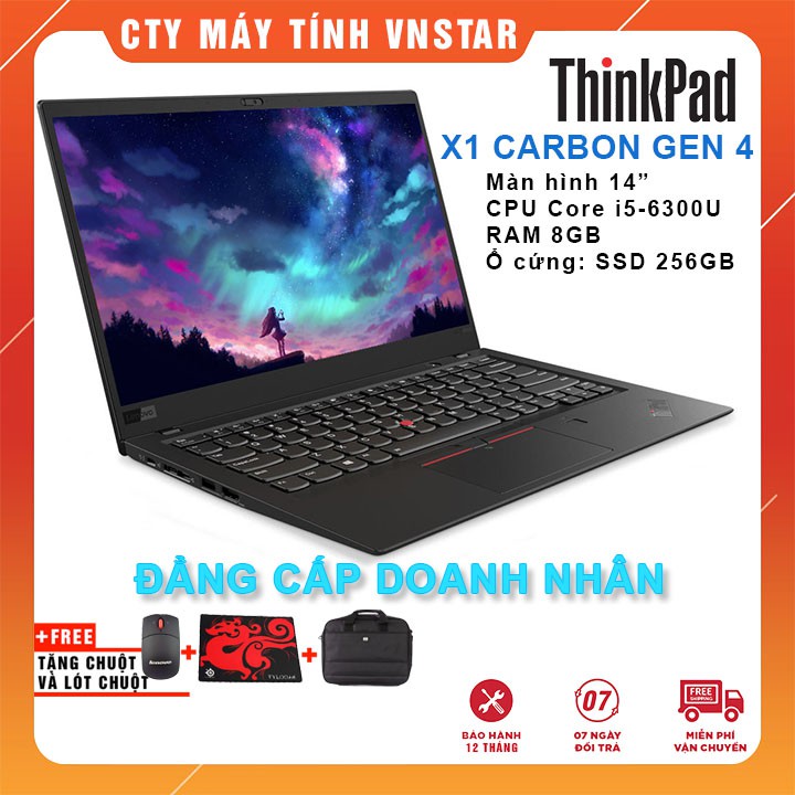 [Trả góp 0%]Laptop Lenovo ThinkPad X1 Carbon Gen 4 i5-6300U | 8GB | SSD 256GB | 14" | FHD - Hàng nhập khẩu USA Mới 99%