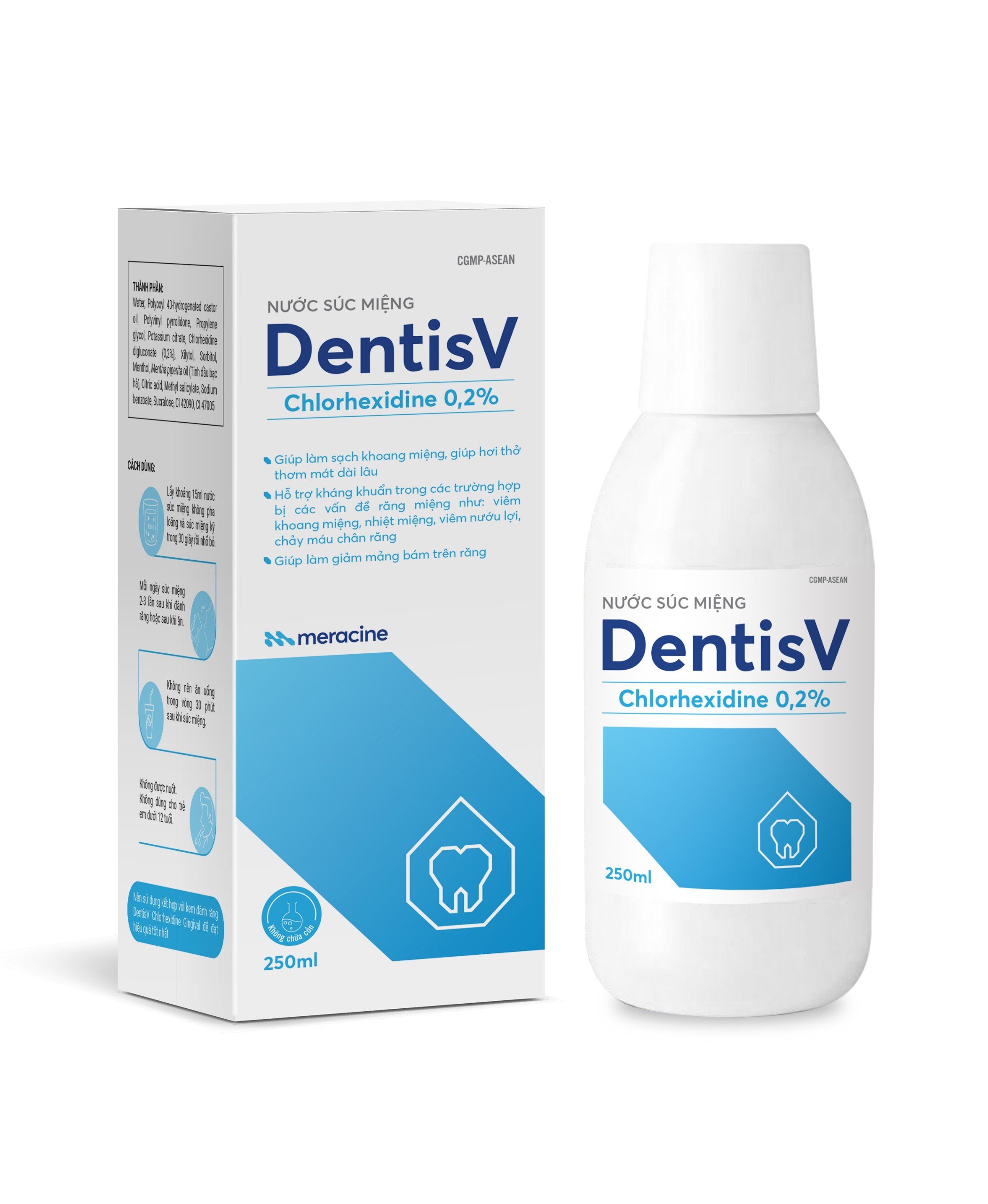Nước súc miệng DentisV Chlorhexidine 0.2% giúp làm sạch khoang miệng mảng bám