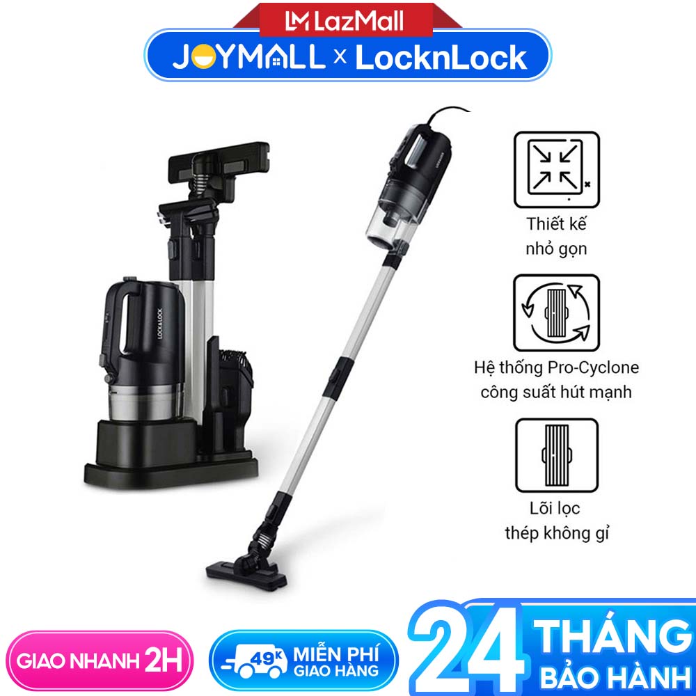 Máy hút bụi Lock&Lock cầm tay ENV336BLK 400w - Hàng chính hãng có dây, lực hút mạnh, đa dạng đầu hút, gọn nhẹ, bảo hành 24 tháng - JoyMall