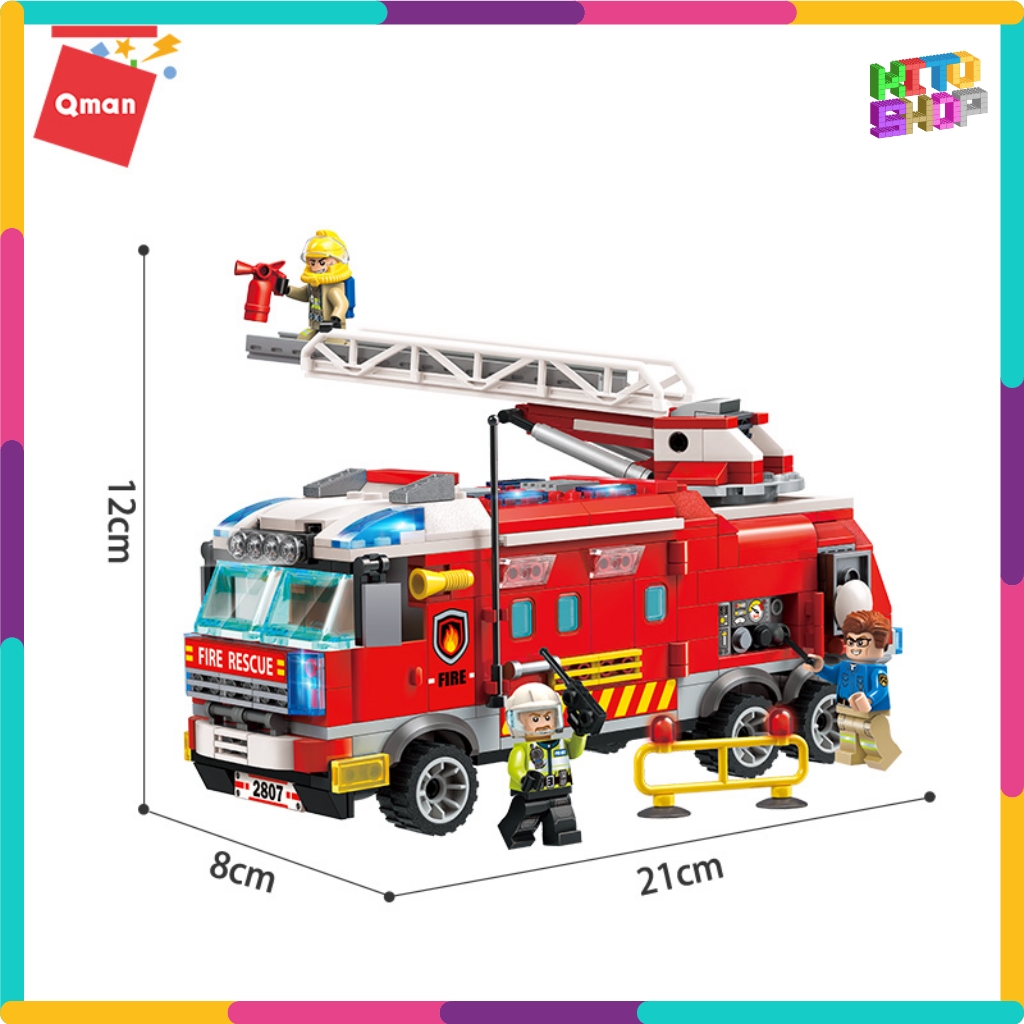 Đồ chơi xếp hình lego cho trẻ qman 2807 – ô tô cứu hỏa 366 mảnh ghép