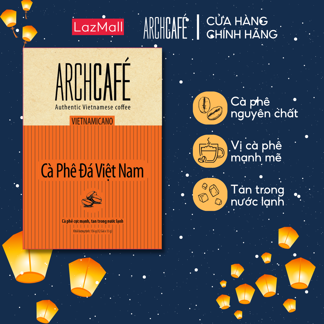 Cà Phê Đá Việt Nam - Cafe hoà tan Archcafé - Vietnamicano (hộp 12 gói x 13g)