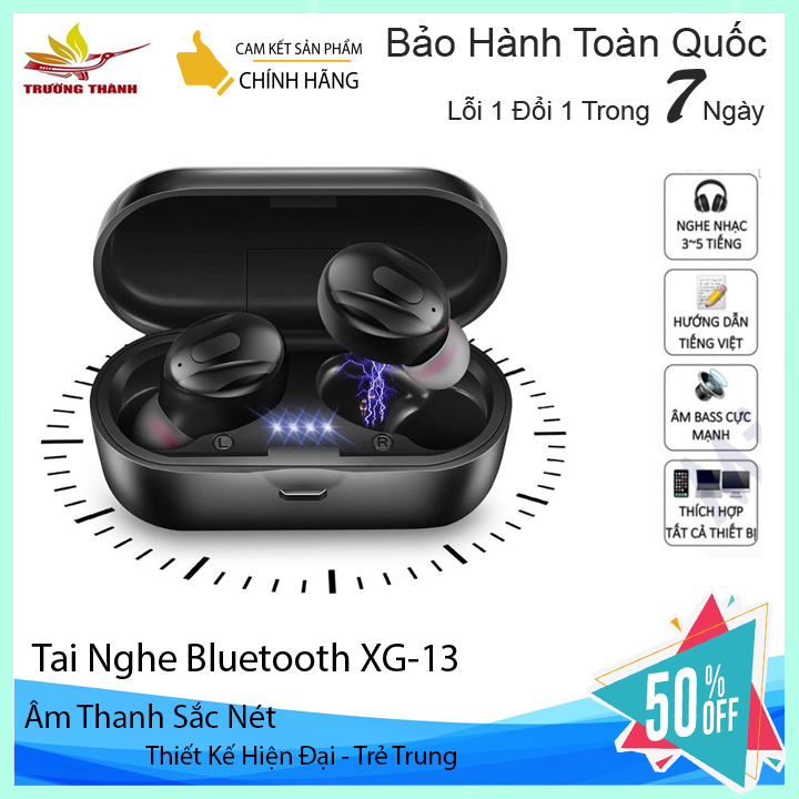 Tai nghe không dây TWS XG13 bluetooth 5.0 âm thanh cực hay bass siêu trầm-tặng kèm núm thay thếbảo hành 1 năm