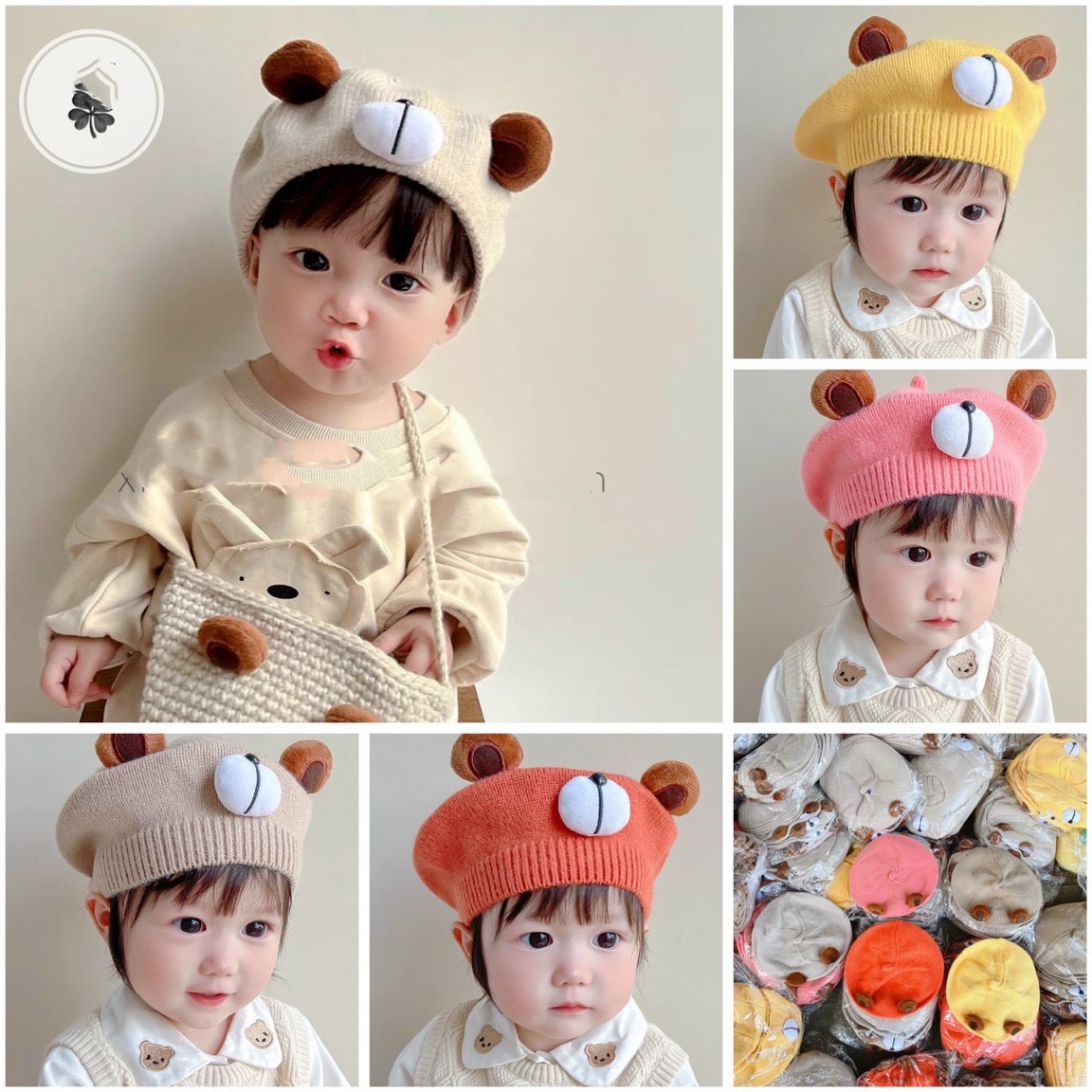 Mũ nồi chất liệu len hình cún dễ thương cho bé