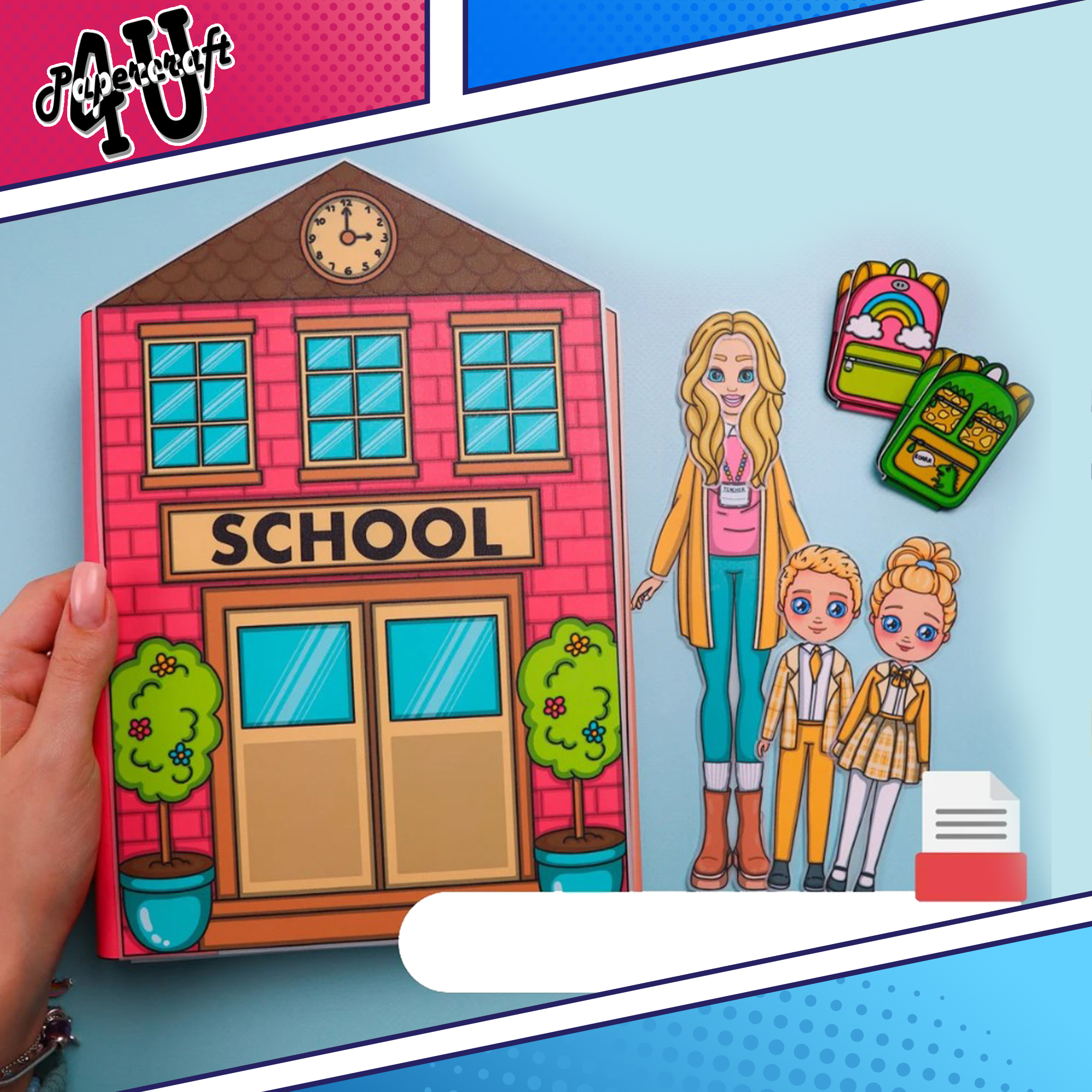 Đồ chơi ngôi nhà búp bê giấy cắt thủ công diy - trường học búp bê