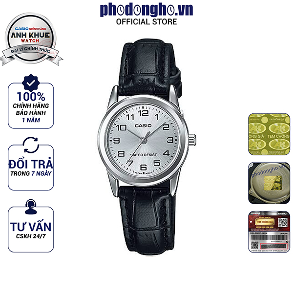Đồng hồ nữ dây da Casio Anh Khuê LTP-V001L-7BUDF