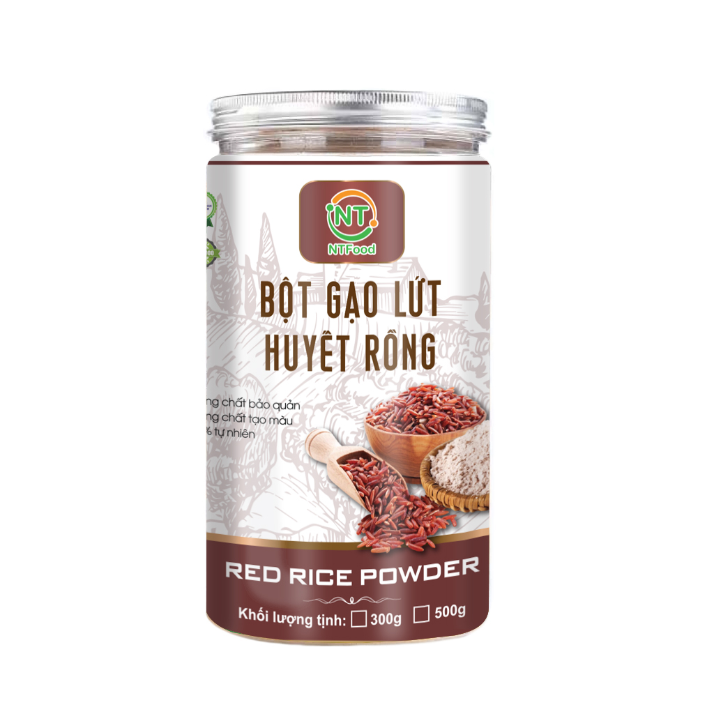 Bột Gạo Lứt Huyết Rồng NTFood hũ 300gr - Nhất Tín Food - Kiểm soát lượng đường, Hỗ Trợ Giảm Cân, Phát triển hệ xương khớp, Cung cấp dưỡng chất cho bà bầu