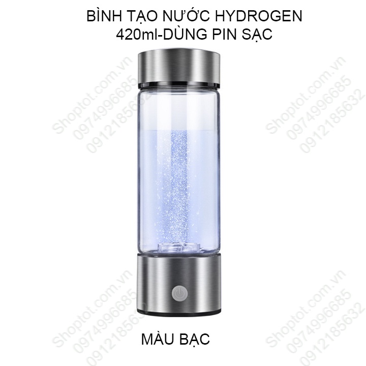 Bình nước tạo Hydrogen bằng thủy tinh loại 420ml, dùng pin sạc