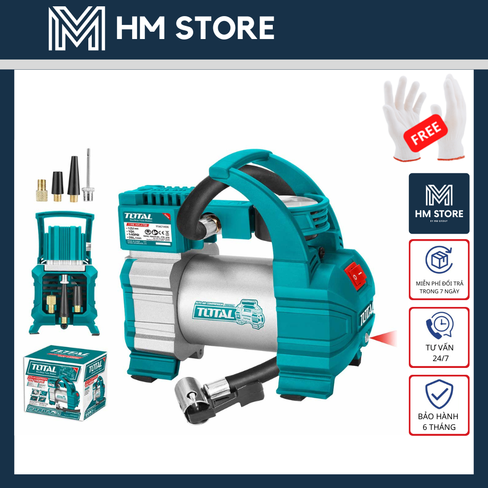 12v máy bơm hơi lốp xe ô tô total - ttac1406