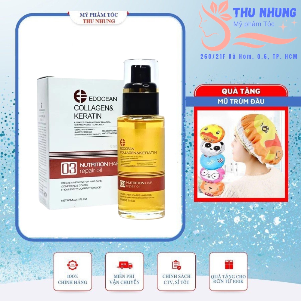 [+Tặng mũ trùm][HCM]TINH DẦU ARGAN OIL EDOCEAN DƯỠNG BÓNG MƯỢT TÓC 50ML