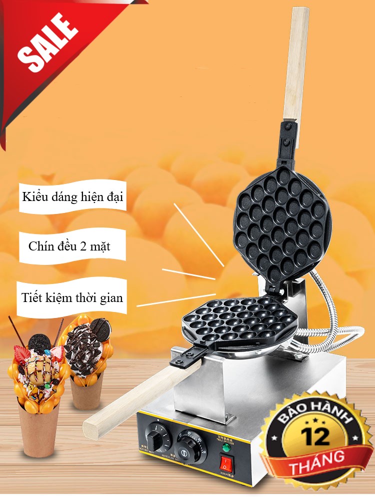 Máy làm bánh trứng gà non, máy làm bánh tổ ong hàng nhập khẩu bh 12 tháng