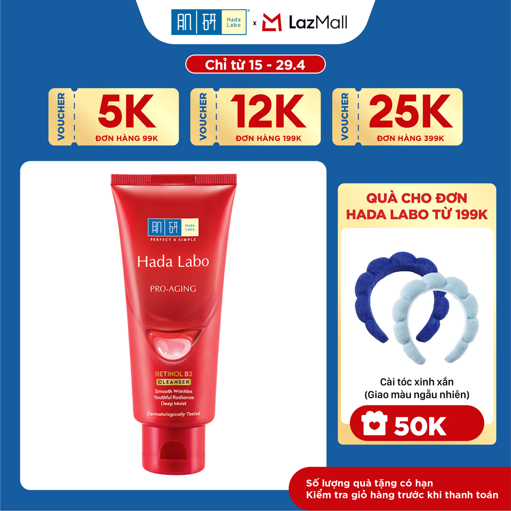 Sữa rửa mặt cải thiện dấu hiệu lão hóa dạng kem Hada Labo Pro-Aging Retinol B3 Cleanser 80g
