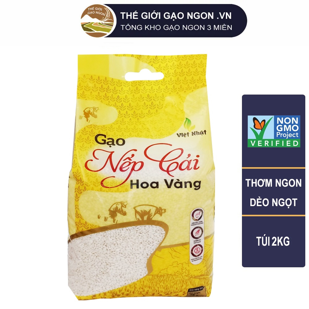Gạo nếp cái hoa vàng việt nhật cao cấp - túi 2kg - giá sỉ, date