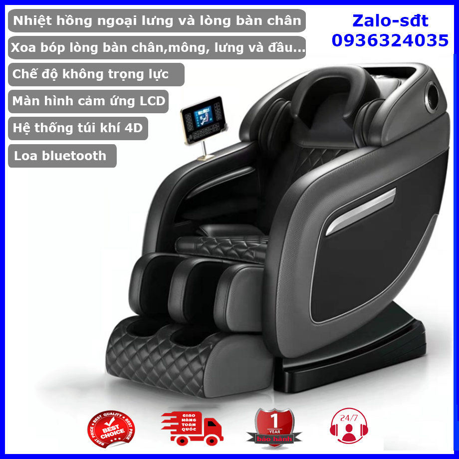 Ghế massage toàn thân, sử dụng túi khí con lăn đa điểm, màn LCD kết hợp loa bluetooth