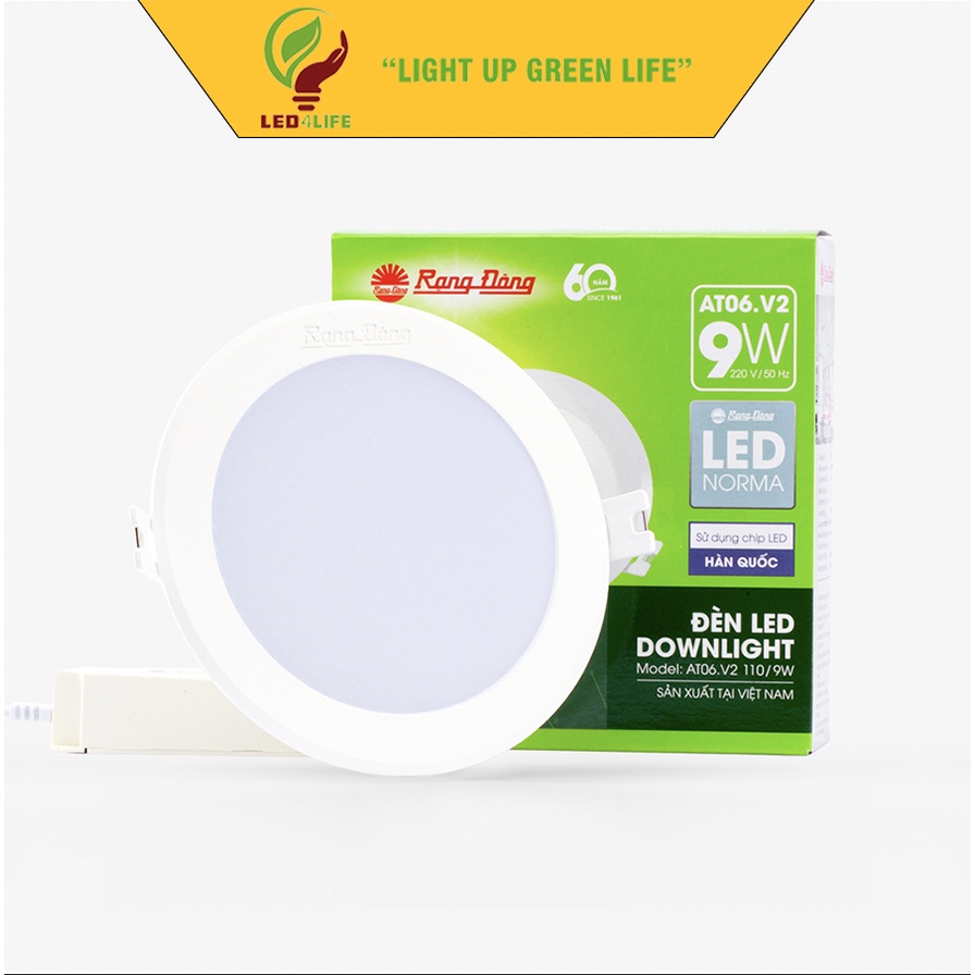 Đèn led downlight rạng đông model at06 khoét trần 110mm các loại công suất model: at06.v2 110/9w