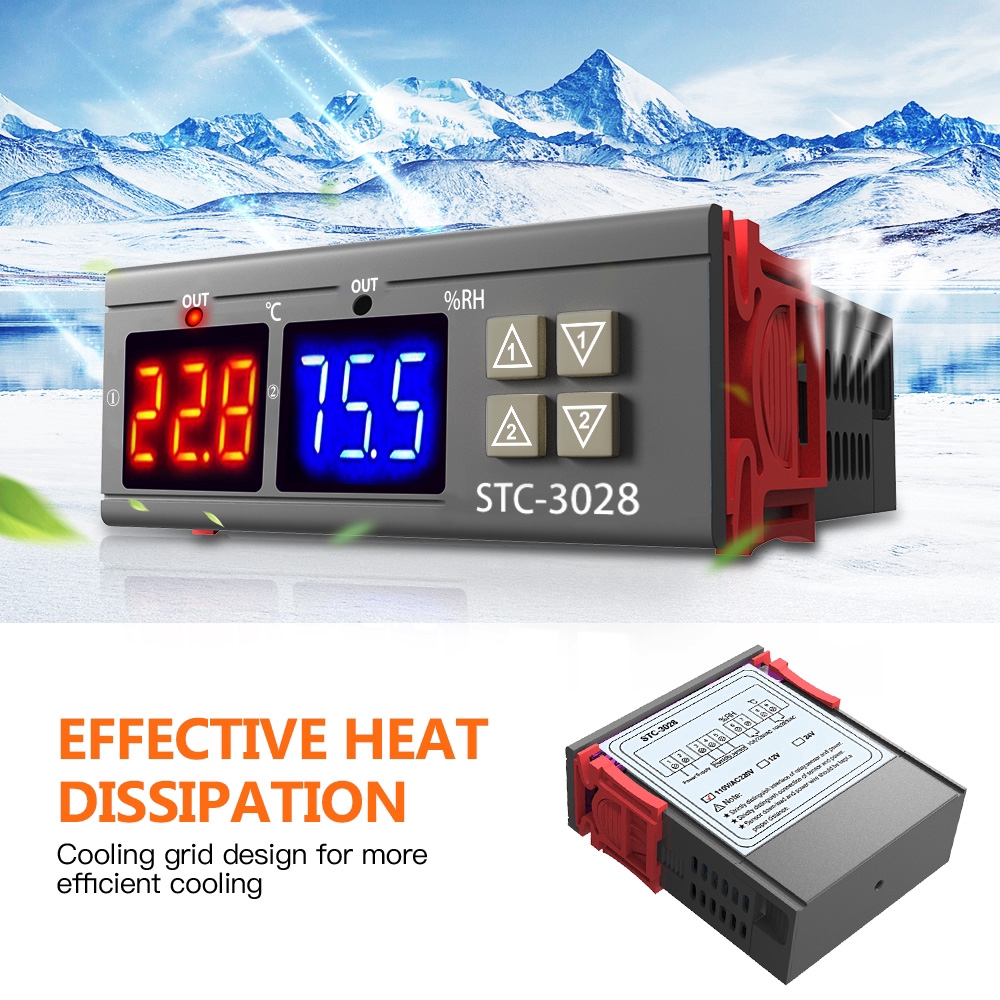 Bộ điều khiển nhiệt độ,độ ẩm stc-3028 12vdc , 220v ac