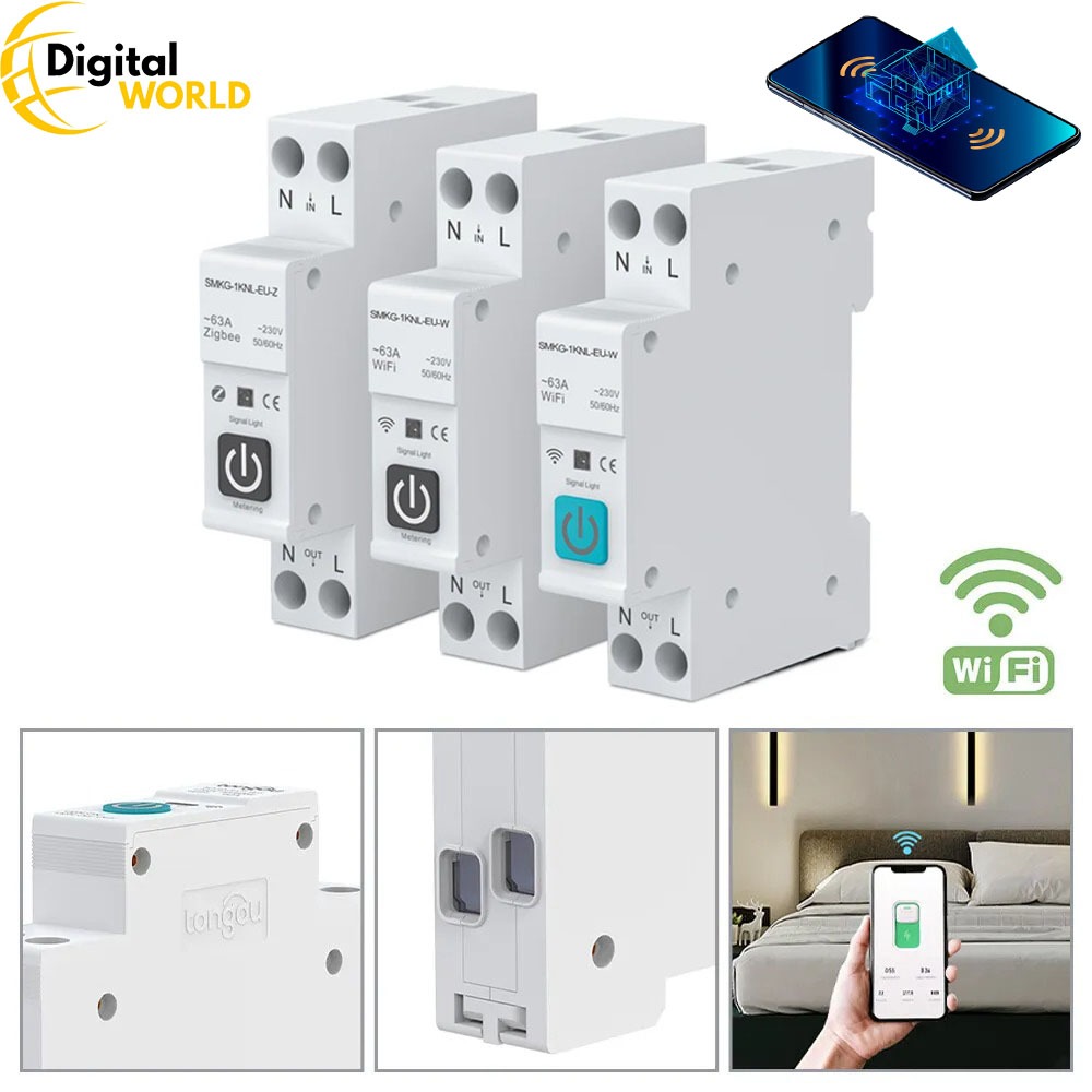 Công tắc wifi thông minh công suất từ 1-63A hiển thị đo KWH