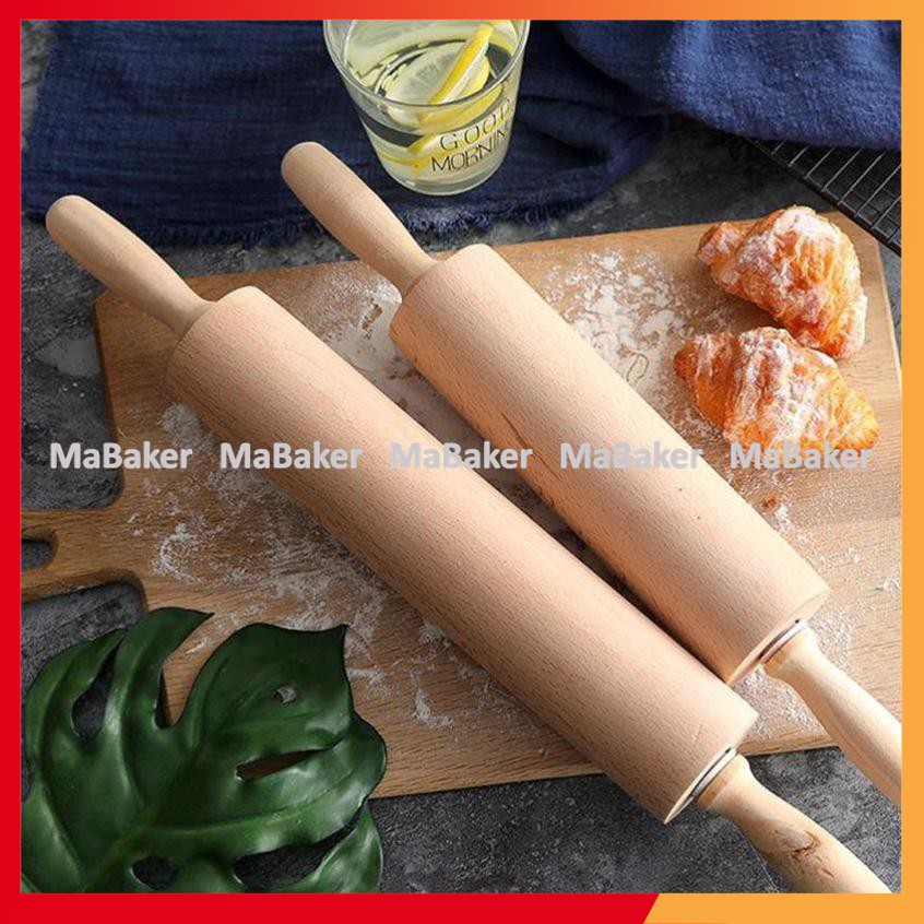 Cán lăn bột gỗ cao cấp có trục xoay 38 - 42cm - MaBaker