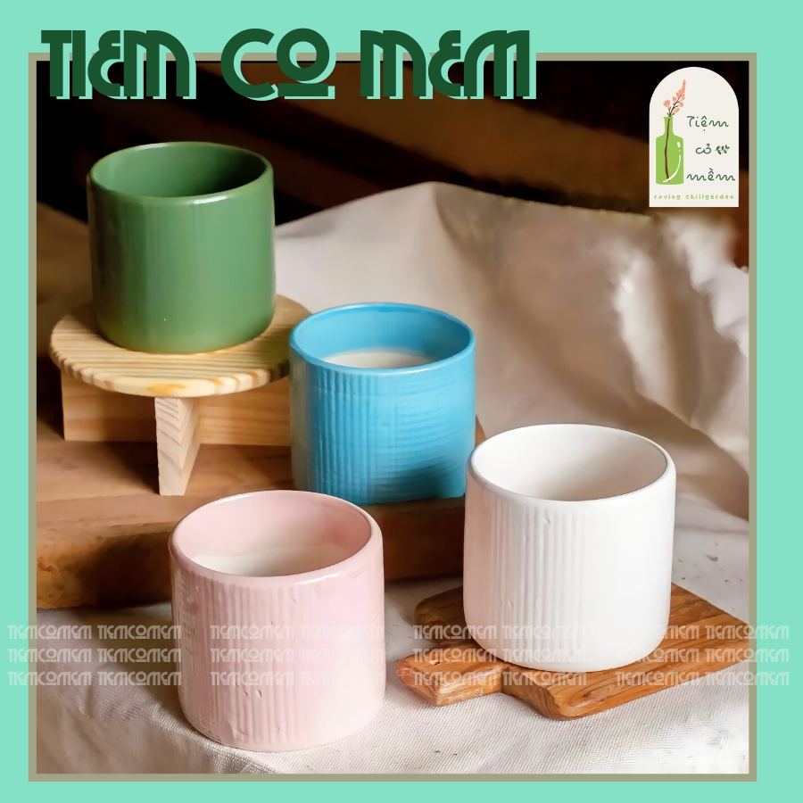 Chậu trồng cây cảnh, dáng trụ tăm, chậu đất nung sen đá, xương rồng, tiemcomem, tiệm cỏ mềm, chậu sứ bát tràng