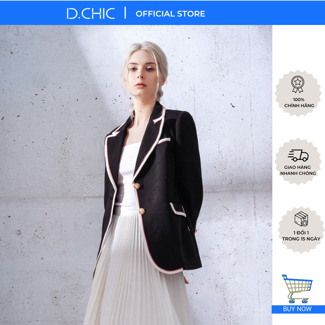 Áo vest cổ 2 ve dáng ôm viền cổ trang trí d.chic ms: 160350