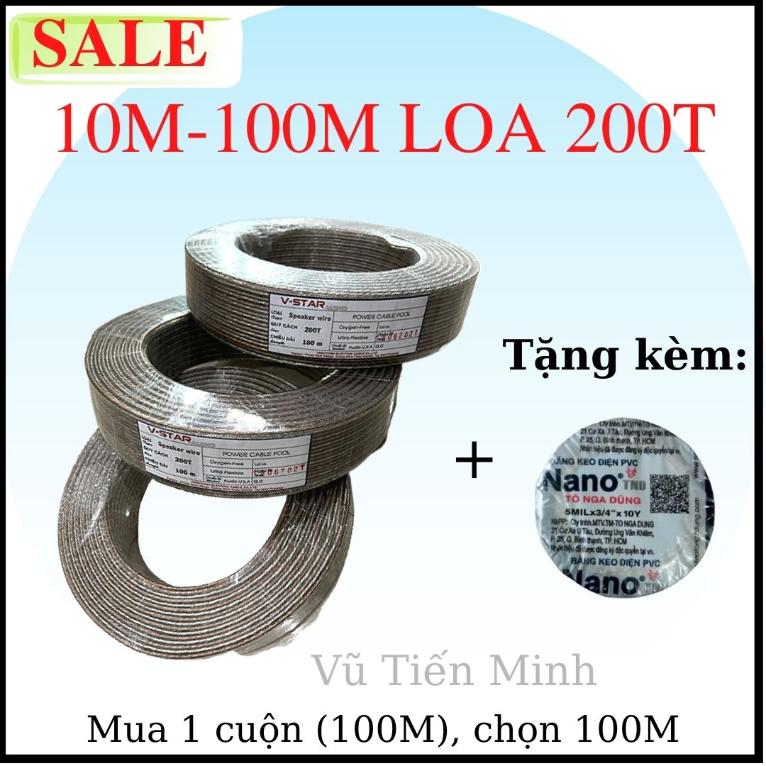 [FreeshipMAX] 10M -100M Dây điện đôi Vĩnh Thịnh 200T chuyên dùng  dẫn điện cho thiết bị điện Led quảng cáo, điện tử, loa, bóng đèn công suất nhỏ