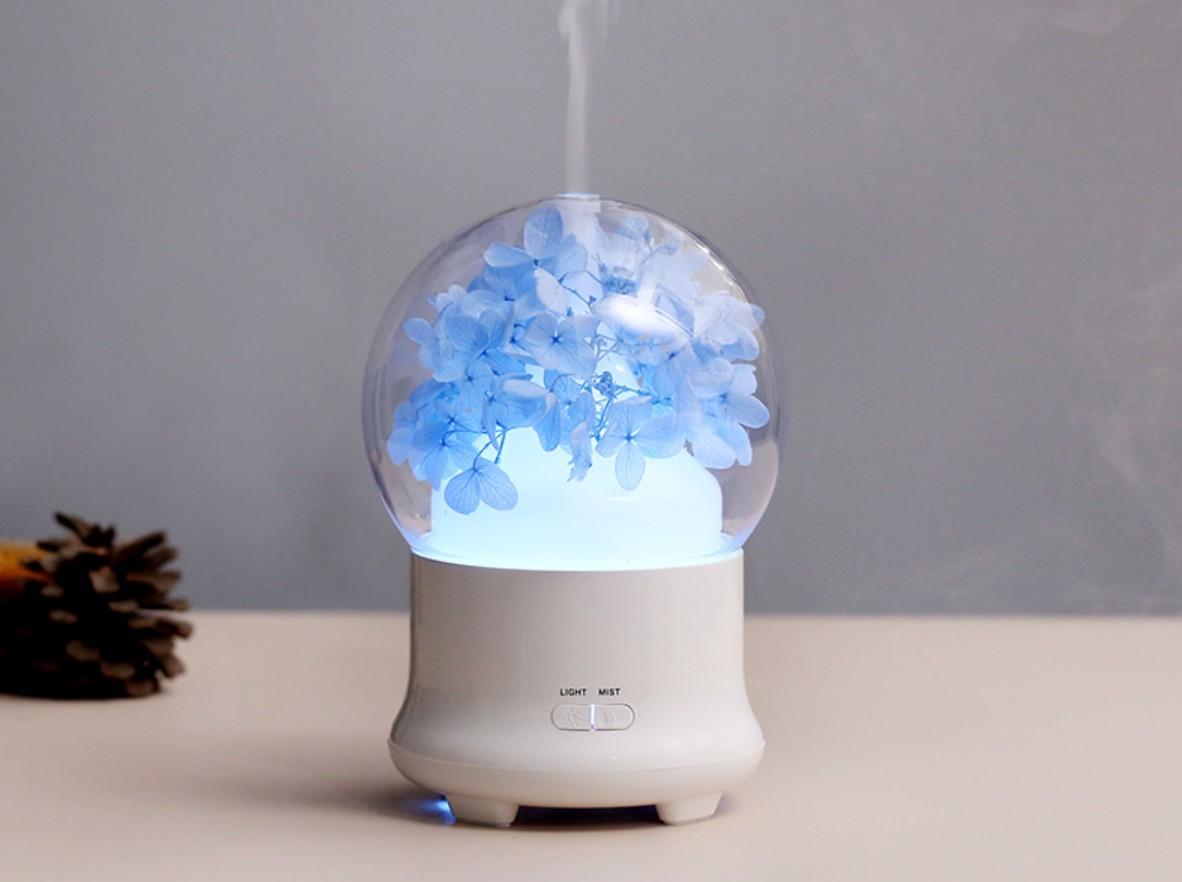 Máy xông tinh dầu phun sương quả cầu hoa led 7 màu cao cấp 2019 + tặng 1 lọ tinh dầu 10ml