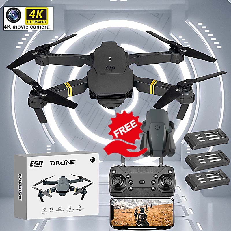 Flycam điều khiển từ xa E58,Flycam giá rẻ,Drone Mini E58 Camera Kép 4k HD