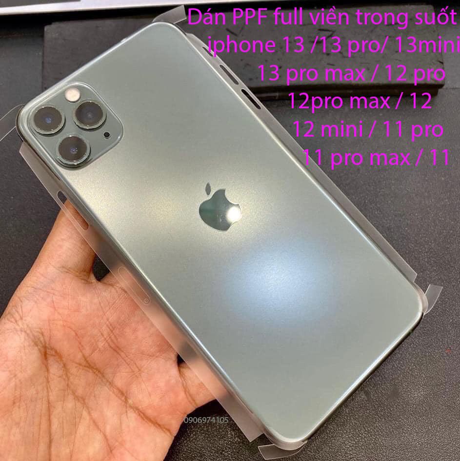 Miếng dán ppf mặt lưng full viền iphone 13 pro max / 13 pro / 13 / 13 mini / 12 pro max/ 12 pro / 12 / 11pro max / 11 / 11pro max.