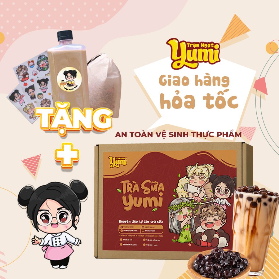 Nguyên liệu làm Trà sữa Yumi các loại, set trà sữa tự nấu tại nhà kèm QUÀ TẶNG xinh xắn